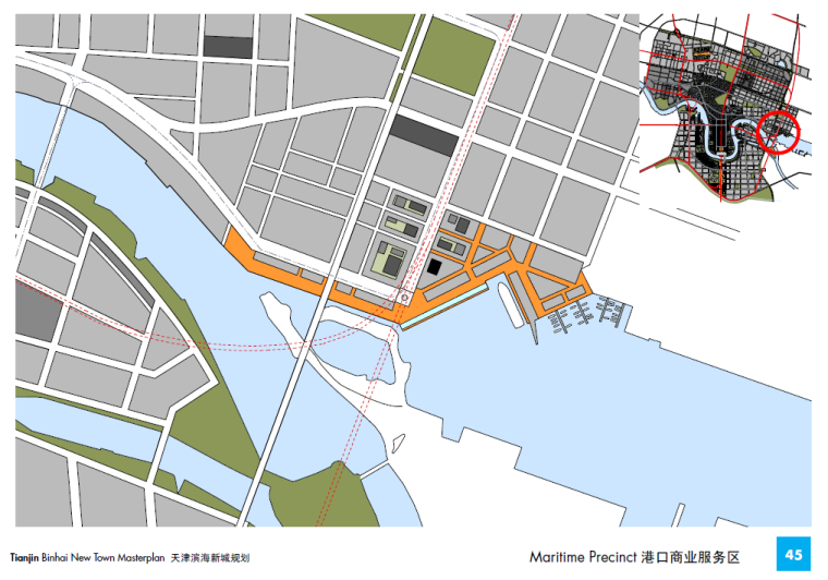 天津滨海新城概念性城市架构设计（SOM事务所）-天津滨海知名地产概念性城市架构设计港口商业服务区