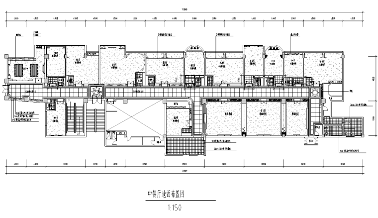 [江苏]新中式风格餐厅室内装修全套施工图-中餐厅地面布置图