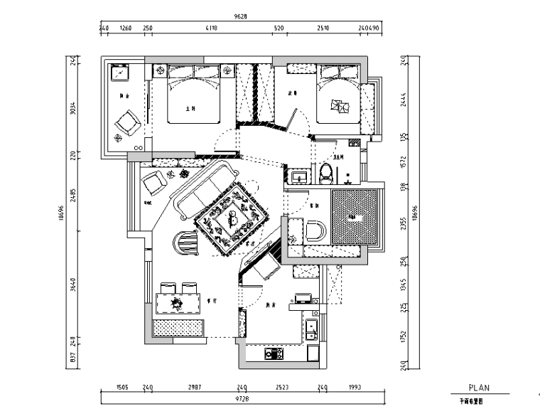 托斯卡纳住宅图纸资料下载-[湖北]兰亭都荟托斯卡纳美式三居室住宅设计施工图（附效果图）
