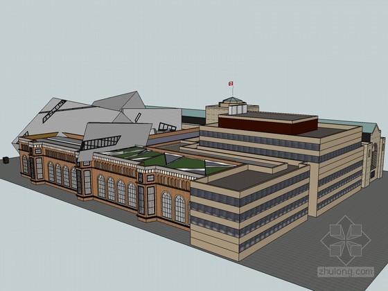 大型组合建筑SketchUp模型下载-大型组合建筑 