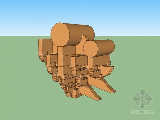 五踩平身科斗拱sketchup模型下载