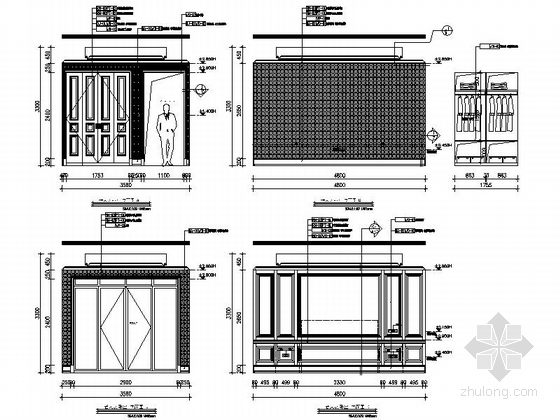 [浙江]优雅法式风格三层别墅样板间室内装修施工图（含效果图）-[浙江]优雅法式风格三层别墅样板间室内装修施工图老人房卧室立面图