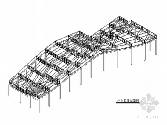 [湖北]造型独特艺术博物馆建筑及结构施工图（含钢结构计算书 计算模型）-屋盖整体轴侧图