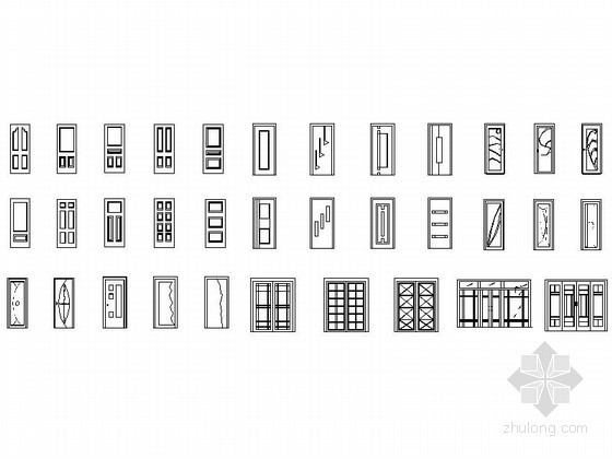 各式风格门立面图CAD图块下载 