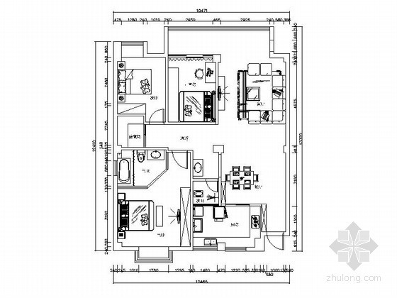 装修前卫时尚住宅资料下载-[重庆]某时尚前卫三室两厅装修图
