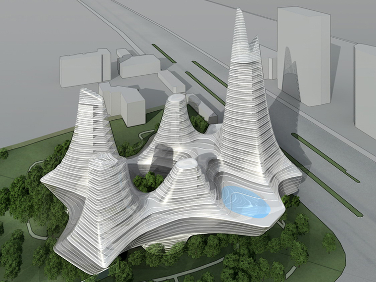 异形建筑物施工图资料下载-时尚异形建筑3D模型下载