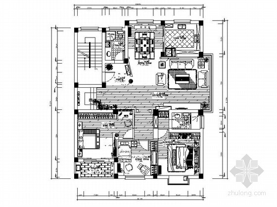 小高层住宅户型跃层资料下载-[浙江]某跃层大户型家装设计图