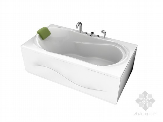 陶瓷片密封水嘴资料下载-高级陶瓷浴缸3D模型下载