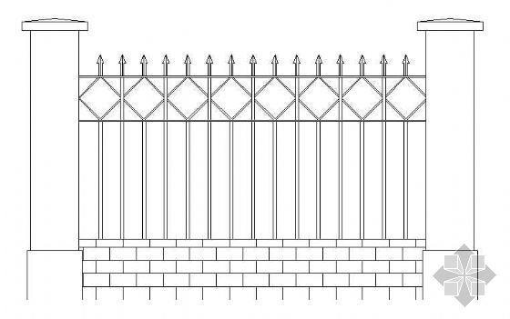 以方形图案为主的铁栅资料下载-铁栅围墙-6