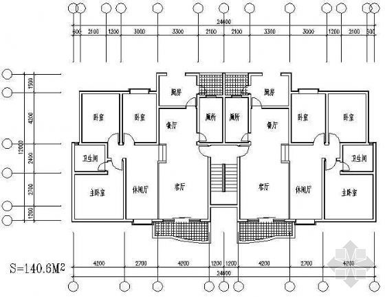 140平米住宅设计资料下载-三室三厅一厨一卫140平米