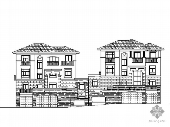 CAD三层中式双拼别墅资料下载-某三层双拼别墅建筑施工图