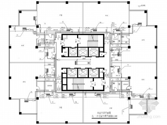 [江西]商场办公楼空调通风系统设计施工图（水环热泵系统）-空调平面图 