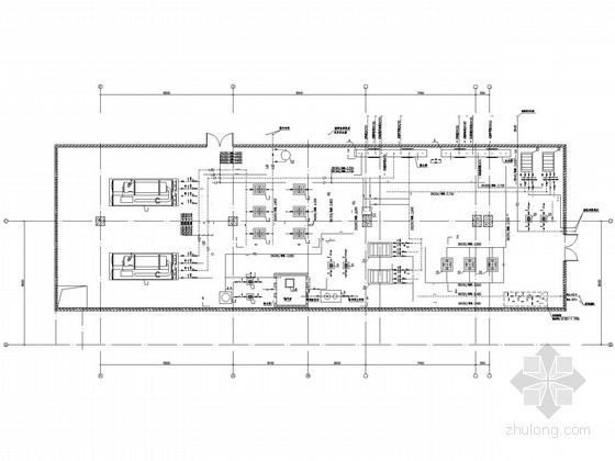 [山西]五星酒店暖通空调设计全套施工图纸(冷热源机房)-制冷机房平面图 