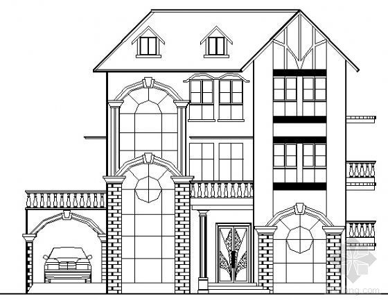 建筑效果图带柱脚资料下载-某三层别墅建筑方案图（带效果图）