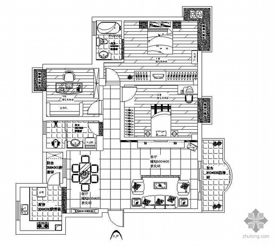 一个三居室的全套施工图资料下载-某三居室家装施工图