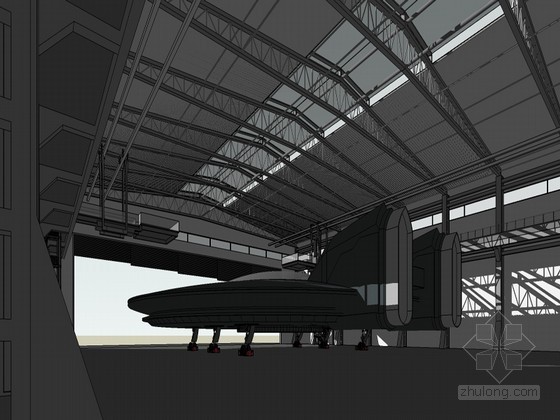 工厂车间3D模型资料下载-某工厂车间SketchUp模型下载