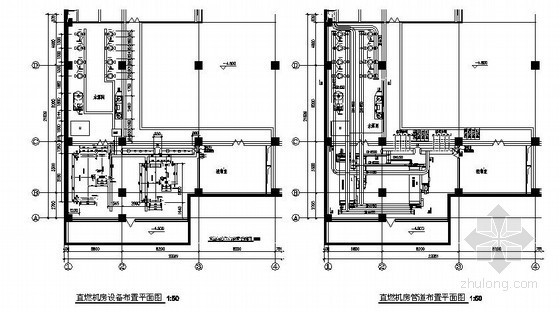 溴化锂空调制冷原理资料下载-某溴化锂机房图纸