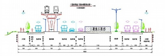 [湖南]城市主干道路面大修工程全套施工图设计469张（交通景观排水照明）-交通组织方案道路横断面图 