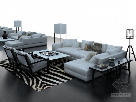 3d沙发组合模型下载资料下载-现代沙发组合3D模型下载