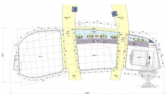 [山东]流线型统一壳状屋面综合水上体育馆建筑设计方案文本（含CAD）-流线型统一壳状屋面综合水上体育馆建筑平面图