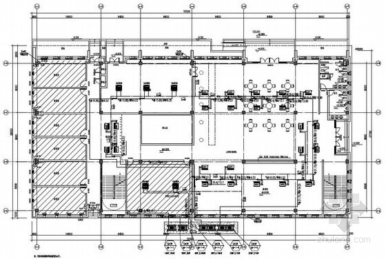 [广东]公共建筑办公楼空调通风及防排烟系统设计施工图（含消防环保设计）-一层空调冷媒管平面图 