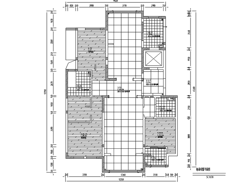 Manhattan|紫金城美式轻奢住宅设计施工图（附效果图）-地面布置平面图