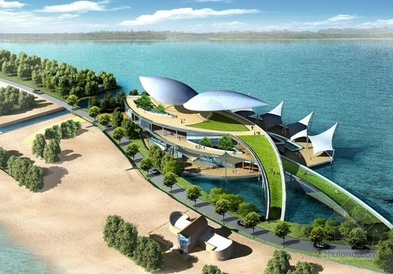 [黑龙江]旅游景区滨水观景平台设计方案-效果图