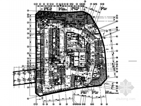 [上海]135米玻璃幕墙办公建筑设计施工图（含详细节点图）-135米玻璃幕墙办公建筑设计平面图