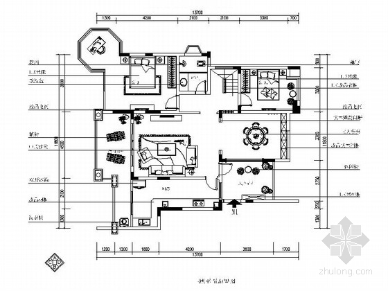 上海滩花园洋房建筑图资料下载-[重庆]花园洋房典雅中式风格复式装修施工图（含效果）