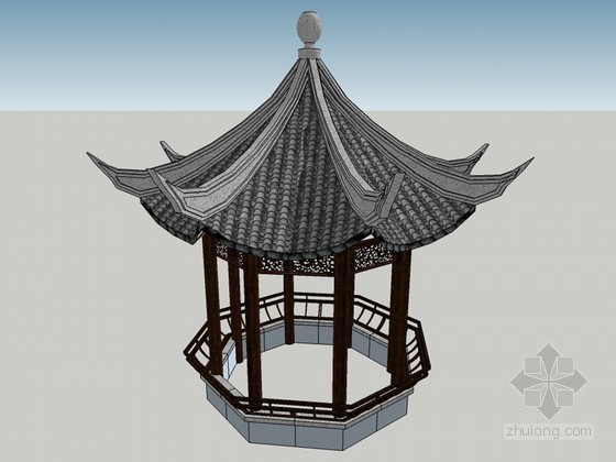 八角亭CAD结构图资料下载-八角亭SketchUp模型下载