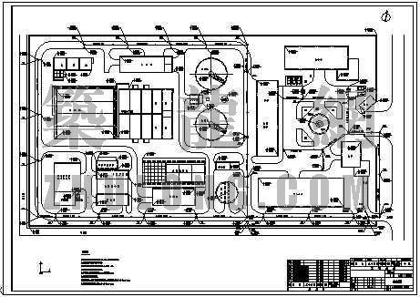 污水厂区布置图cad资料下载-北京某污水厂厂区雨水管线布置图
