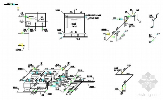 建筑给排水泵房系统图资料下载-某游泳池消火栓及泵房给排水系统图