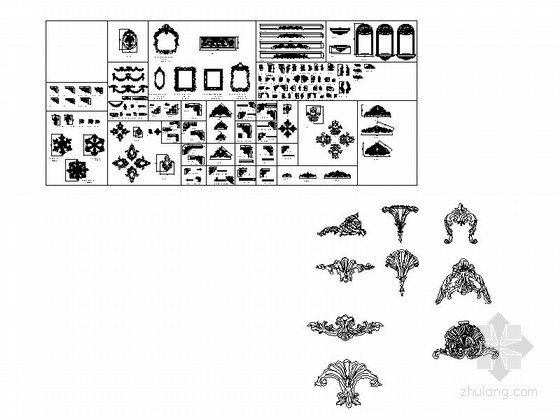 cad欧式图块资料下载-欧式角花CAD图块下载