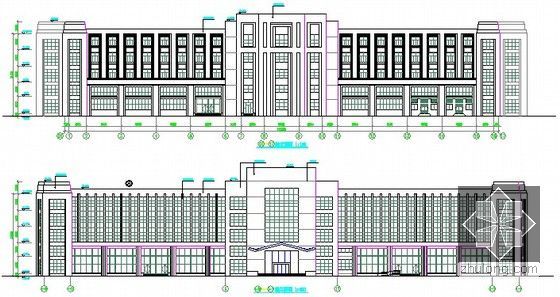 [广东]综合办公楼改造安装工程量清单计价实例(含全套施工图纸129张)-轴立面图