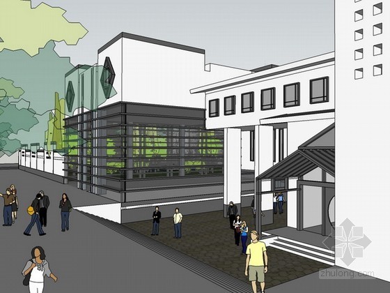 商业建筑群设计施工图纸资料下载-中式商业建筑群sketchup模型下载