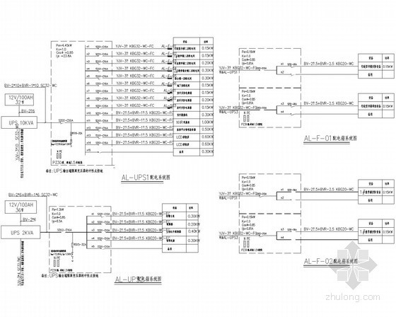 [浙江]小学弱电系统施工图纸（智能化系统齐全）-UPS系统图 