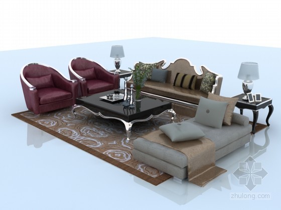 欧式现代沙发资料下载-欧式现代沙发3D模型下载
