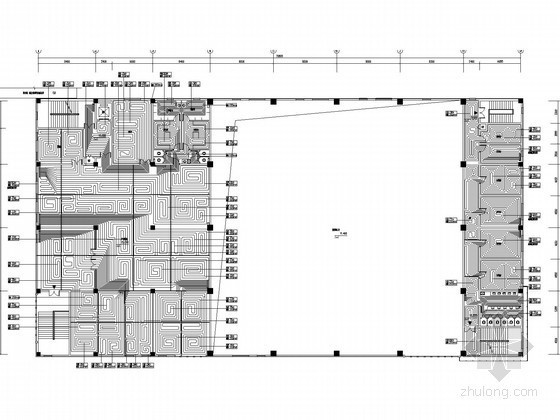 [辽宁]多层体育建筑采暖通风系统设计施工图-地热盘管平面图 