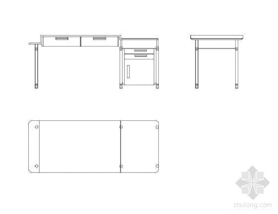 CAD办公桌三视图资料下载-室内家具三视图