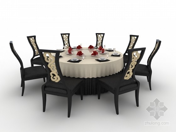 4人餐桌模型资料下载-八人餐桌椅