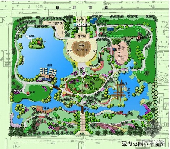 成都沙河源公园设计图资料下载-淮安市某公园设计图及鸟瞰