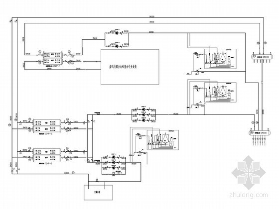 售楼处及附属办公配套用房空调系统设计施工图（地源热泵系统）-地源热泵空调系统流程图 
