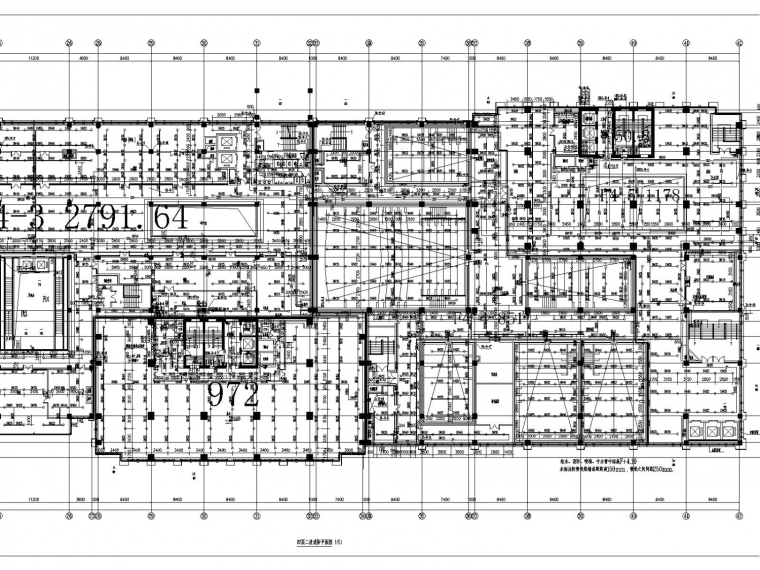 财富广场给排水消防施工图设计-四层二段消防平面图