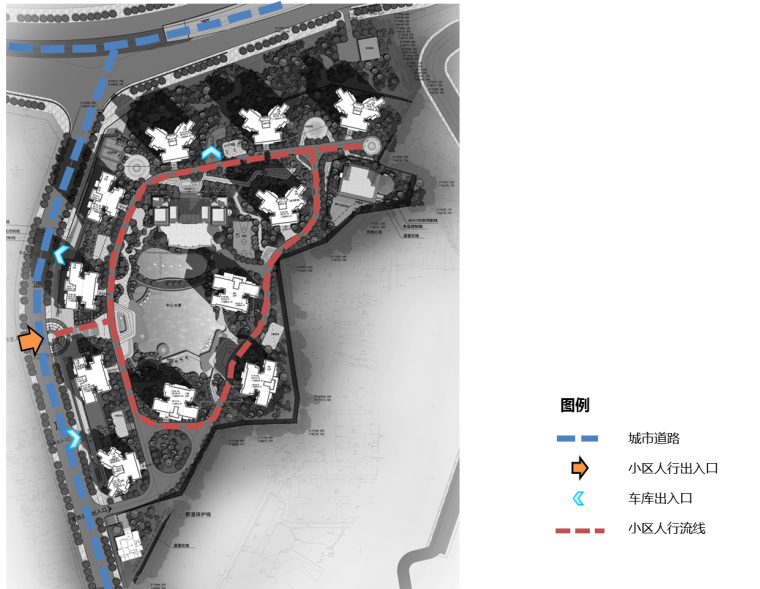 [重庆]欧式现代大型住宅区建筑设计方案文本（大型地产公司）-[重庆]欧式现代大型住宅区建筑设计方案文本分析图