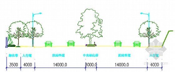 [湖北]2015年道路绿化提质建设项目预算书及PKPM预算文件(7个标段图纸)-道路横断面图 