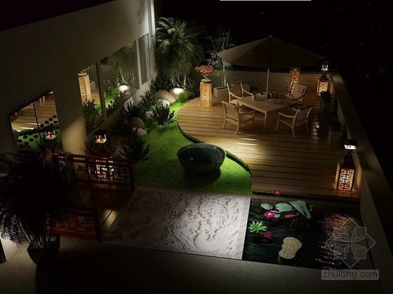 防腐木屋顶花园模型资料下载-屋顶花园3D模型下载
