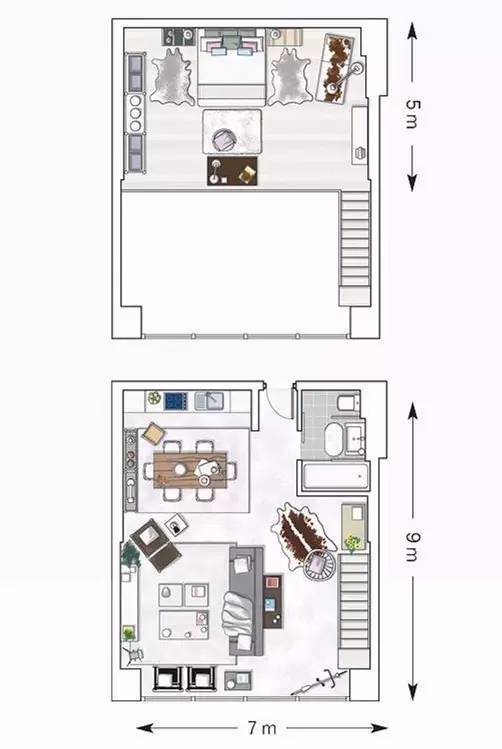 现代简约复式公寓资料下载-可以开家庭趴的走心的复式小公寓设计