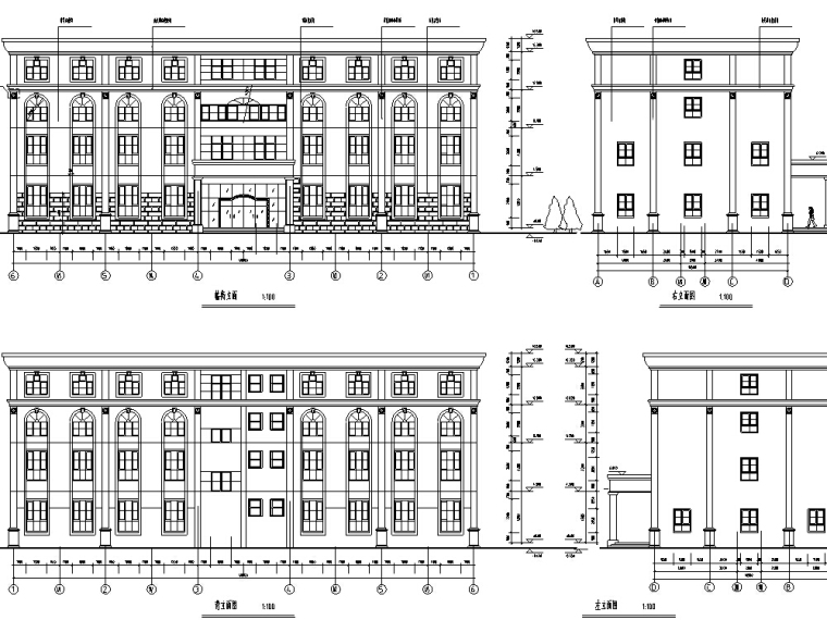 新古典多层酒店立面资料下载-欧式多层酒店建筑设计施工图CAD