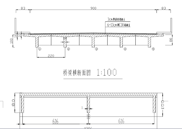 钢筋混凝土简支桥设计计算资料下载-13M装配式钢筋混凝土简支T型梁桥（31页）