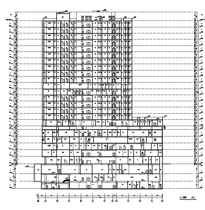 [湖南]高层框架结构市级医院综合楼建筑施工图（16年含水电图纸）-高层框架结构市级医院综合楼建筑立面图